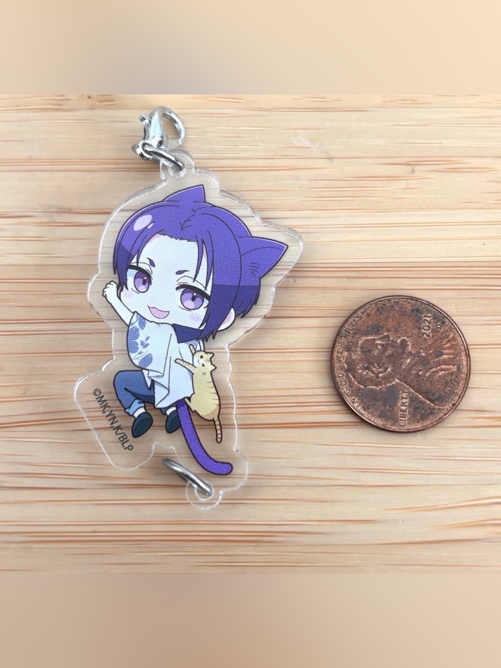 Rare Blue lock linking acrylic charm Mikage Reo with cat